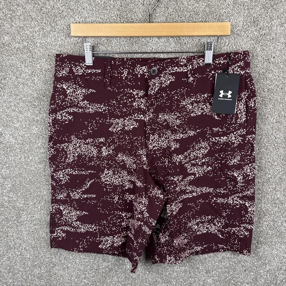 Under Armour Printed Golf Shorts Men's Size 34 Maroon Pink NEW